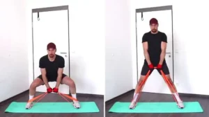 Мъртва тяга с дебел ластик от стъпалото до ръцете Мъртва тяга с дебел ластик от стъпалото до ръцете martva tyaga s lastik